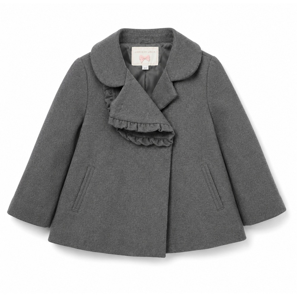 Janie‎ and Jack Girl's Ruffled Double Breasted Swing Coat, Size 5 to 6
